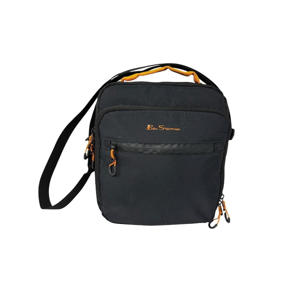 Ben Sherman Black Orange Medium Nylon Tablet Crossbody City Travel Bag